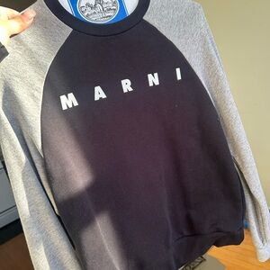 Marni Kids Black and Gray Logo Sweater